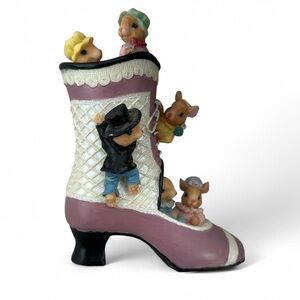 Whimsical Boot Figurine with Mice